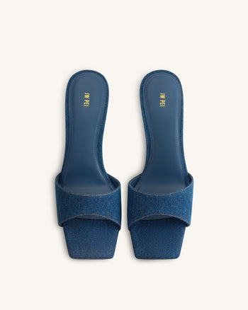 Hannah Denim-Mule-Heels - Denimblau