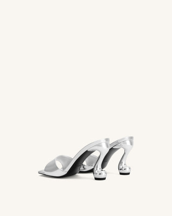 Hannah Metallic-Mule-Heels aus Kunstleder - Silber