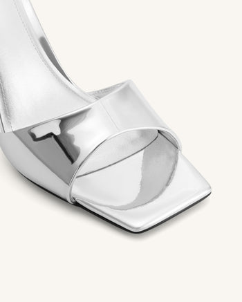 Hannah Metallic-Mule-Heels aus Kunstleder - Silber