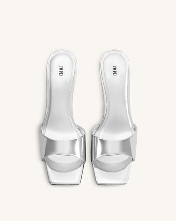 Hannah Metallic-Mule-Heels aus Kunstleder - Silber