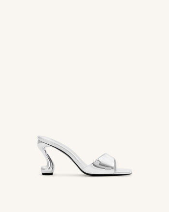 Hannah Metallic-Mule-Heels aus Kunstleder - Silber