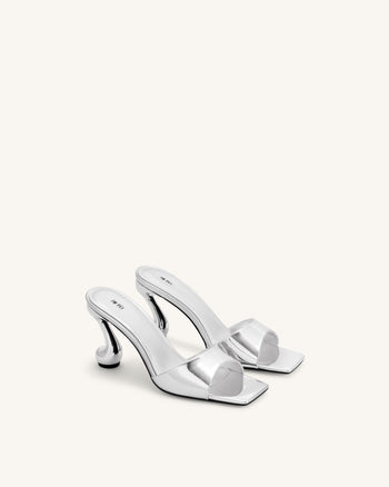 Hannah Metallic-Mule-Heels aus Kunstleder - Silber