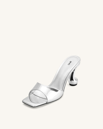 Hannah Metallic-Mule-Heels aus Kunstleder - Silber