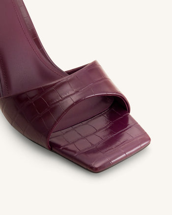 Hannah Mules mit Krokoprägung - Burgund