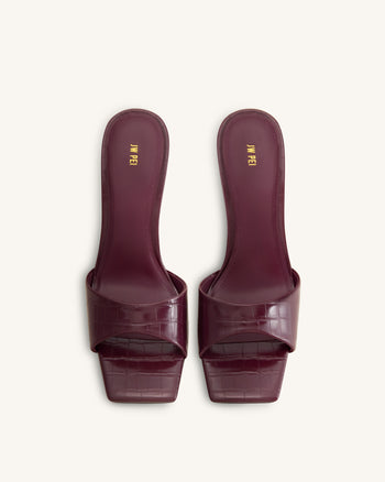 Hannah Mules mit Krokoprägung - Burgund
