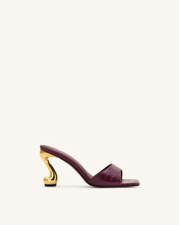 Hannah Mules mit Krokoprägung - Burgund