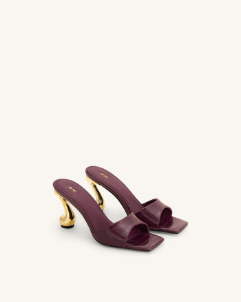 Hannah Mules mit Krokoprägung - Burgund