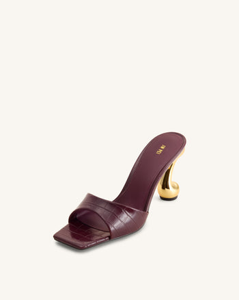 Hannah Mules mit Krokoprägung - Burgund