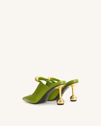 Sofia Mules mit Metallakzent und Kugelabsatz - Grün