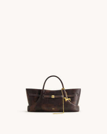 Maeve Tote Bag mit Dackel-Metallanhänger - Dunkles Kaffeebraun