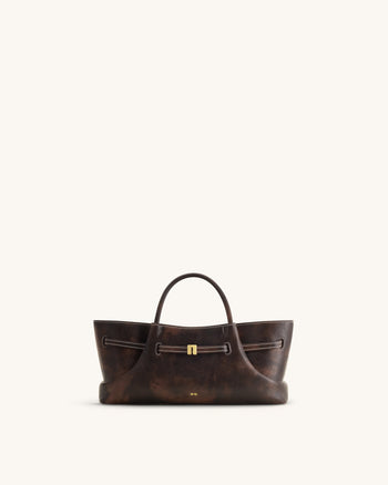 Maeve Tote Bag mit Dackel-Metallanhänger - Dunkles Kaffeebraun