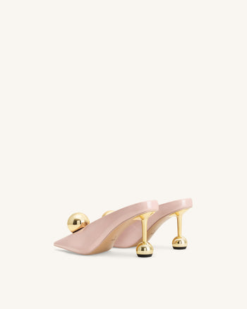 Sofia Mules mit Absatz und schrägem Rist – Altrosa