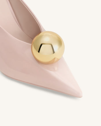 Sofia Mules mit Absatz und schrägem Rist – Altrosa