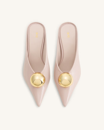 Sofia Mules mit Absatz und schrägem Rist – Altrosa