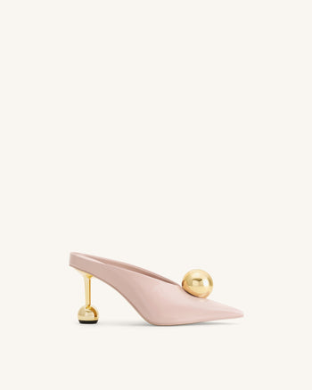 Sofia Mules mit Absatz und schrägem Rist – Altrosa