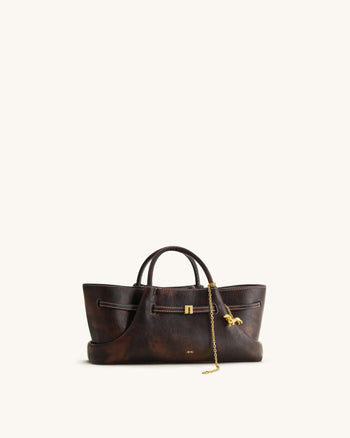Maeve Tote Bag mit Dackel-Metallanhänger - Dunkles Kaffeebraun