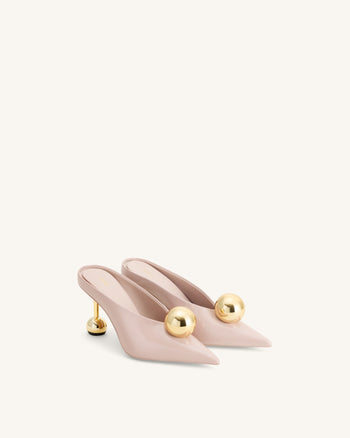 Sofia Mules mit Absatz und schrägem Rist – Altrosa