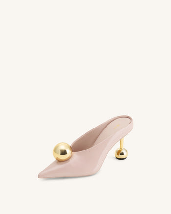 Sofia Mules mit Absatz und schrägem Rist – Altrosa