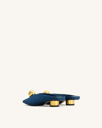 Helena Gold Sphere Mules mit Spitze - Denimblau