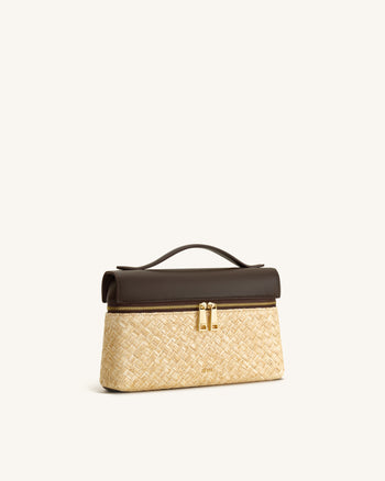 Thea Kunststroh Henkeltasche - Braun