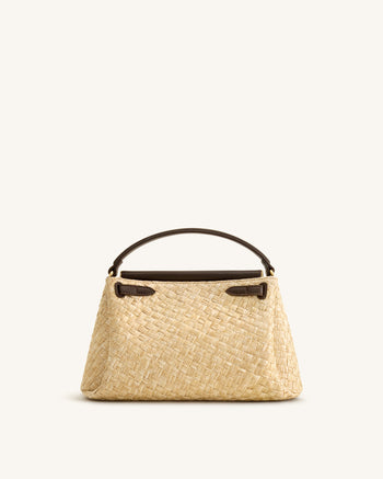 Carmen Kunststroh Henkeltasche - Braun