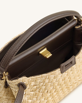 Carmen Kunststroh Henkeltasche - Braun
