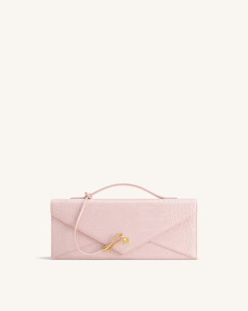 Celeste Envelope-Henkeltasche - Rosa Krokoprägung