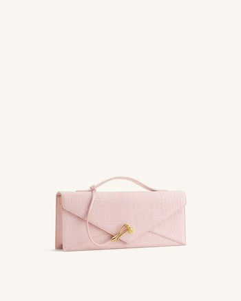 Celeste Envelope-Henkeltasche - Rosa Krokoprägung