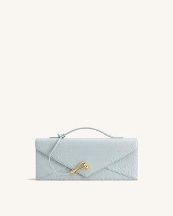 Celeste Umschlag-Henkeltasche - Hellblaues Kroko