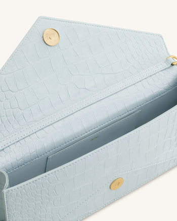 Celeste Umschlag-Henkeltasche - Hellblaues Kroko