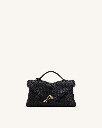 Celeste Gewebte Envelope-Tasche - Schwarz