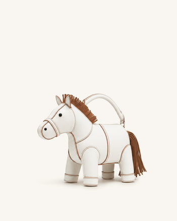 Harper Henkeltasche mit Pferd - Weiß