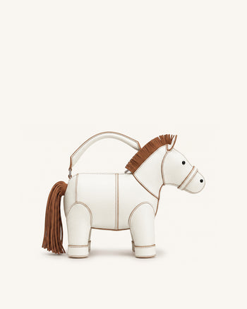 Harper Henkeltasche mit Pferd - Weiß