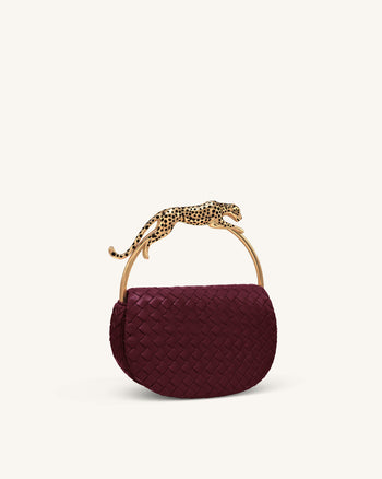 Ione Gewebte Henkeltasche in Leopardenform - Burgund