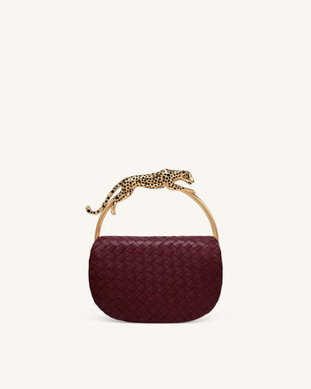 Ione Gewebte Henkeltasche in Leopardenform - Burgund