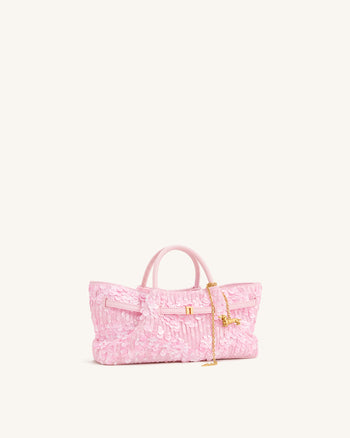 Maeve Tragetasche mit Dackel-Metallanhänger und Pailletten - Pink