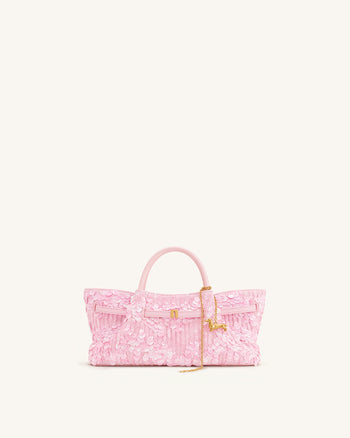 Maeve Tragetasche mit Dackel-Metallanhänger und Pailletten - Pink