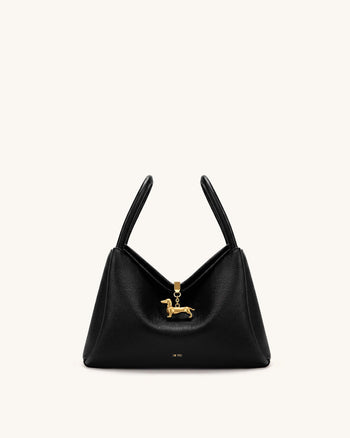 Maelle Henkeltasche mit Dackel-Anhänger - Schwarz