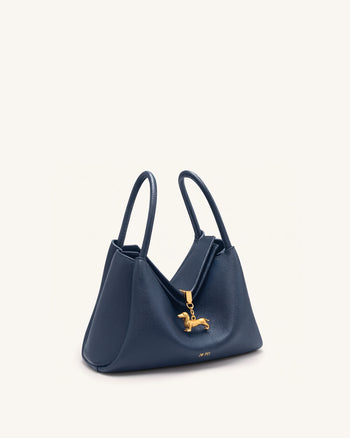 Maelle Henkeltasche mit Dackel-Anhänger - Dunkelblau