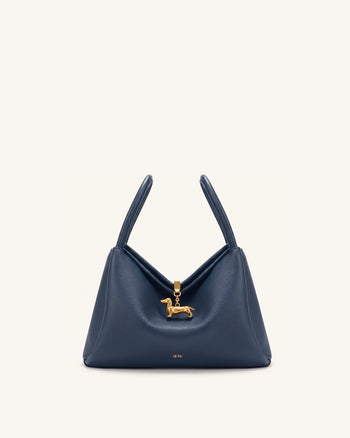 Maelle Henkeltasche mit Dackel-Anhänger - Dunkelblau