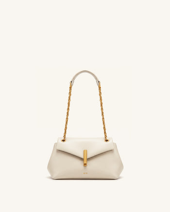 Valerie Kettenschultertasche mit Klappe - Cremeweiß