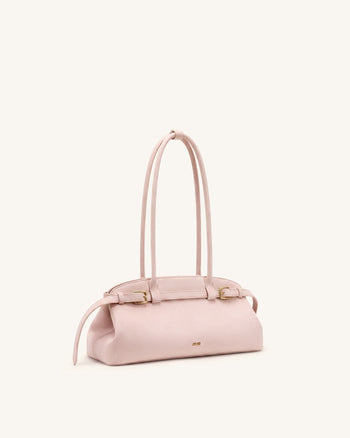 Arden East-West-Schultertasche mit Gürtelschnalle aus Kunstwildleder - Pink