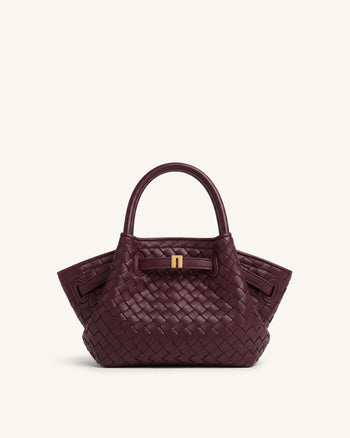 Hana Mini gewebte Tote Bag - Dunkelburgunder