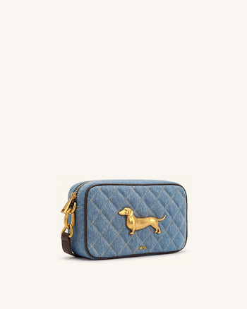 Riley Gesteppte Dackel-Schultertasche - Hellblauer Denim