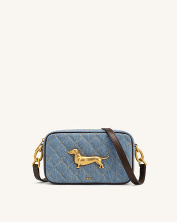 Riley Gesteppte Dackel-Schultertasche - Hellblauer Denim