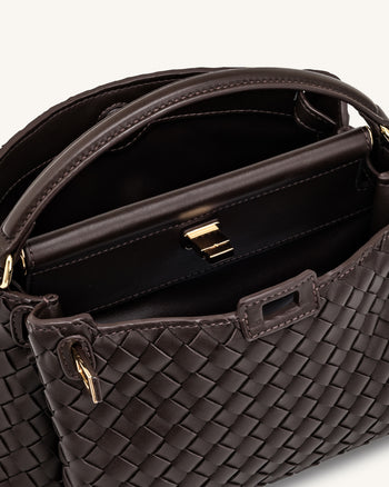 Carmen Geflochtene Henkeltasche - Dunkelbraun