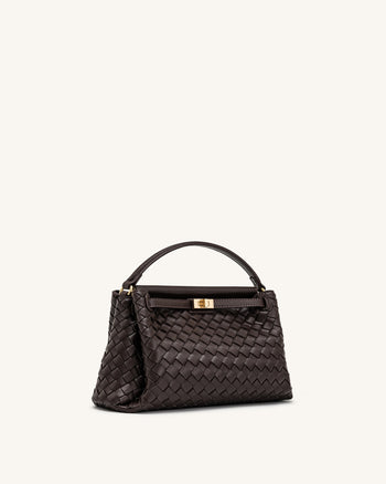 Carmen Geflochtene Henkeltasche - Dunkelbraun