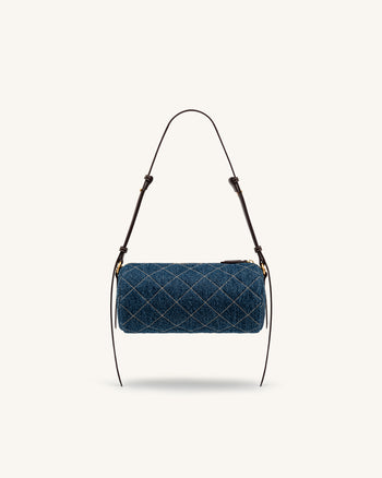 Lucienne Gesteppte Dackel-Schultertasche mit Kette - Blue Denim