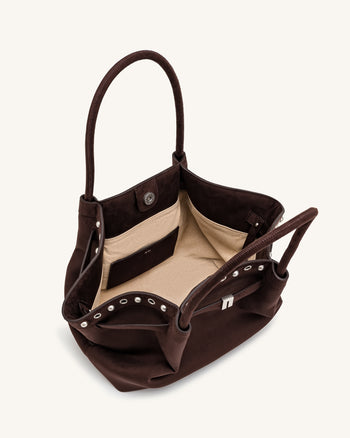 Hana Mittlere Tote Bag aus Kunstwildleder - Dunkles Schokoladenbraun