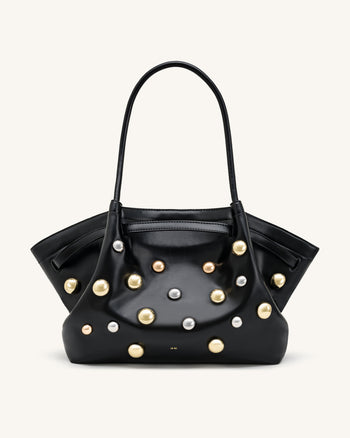 Hana Große Tote Bag mit Nieten - Tiefschwarz